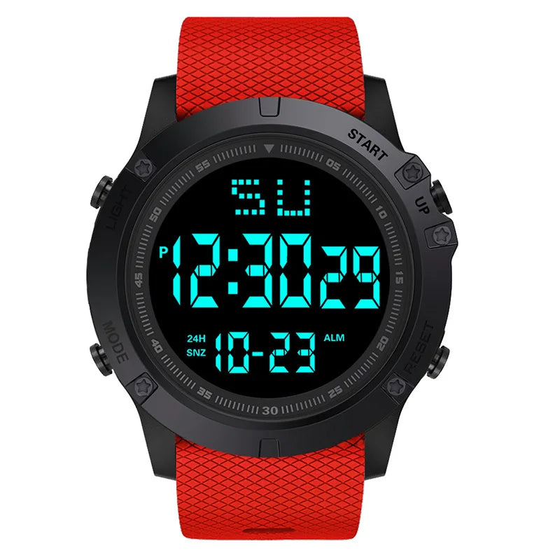 Relojes deportivos para hombre, esfera negra, reloj deportivo militar multifunción, reloj electrónico Digital LED resistente al agua para hombre y niño
