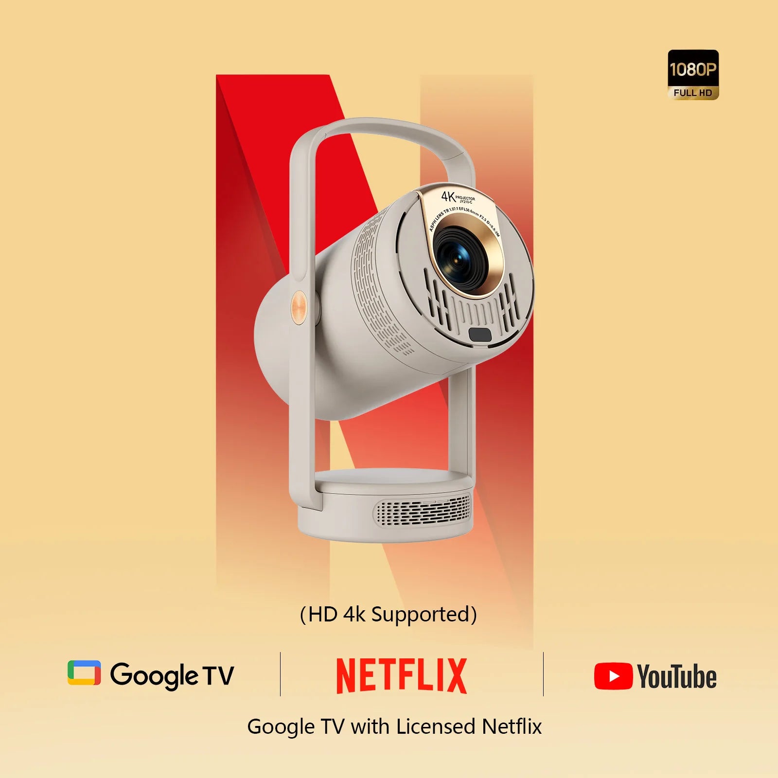 Proyector inteligente portátil H96 Max 1080P con decodificación 4K