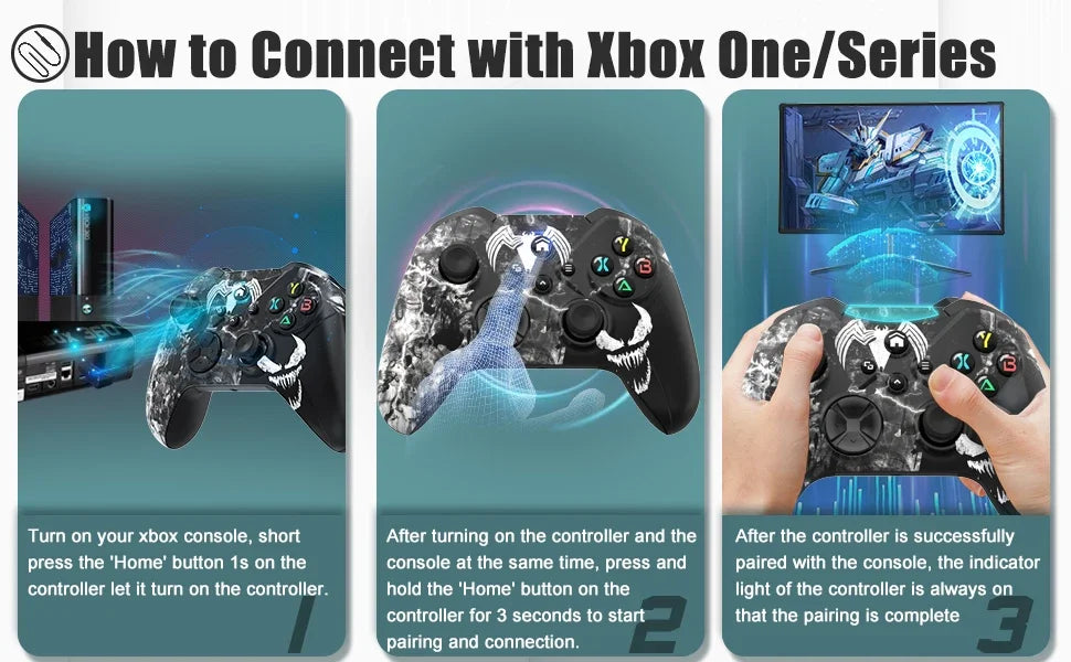 Mando de Juego Inalámbrico para Xbox One Series X/S con Wifi, Sensor Giroscópico de 6 Ejes, Doble Vibración, Joystick con Efecto Hall