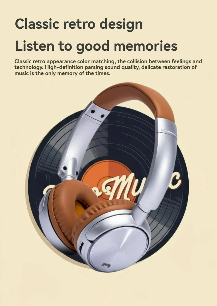 Auriculares Bluetooth 5.3 Retro Cancelación de Ruido