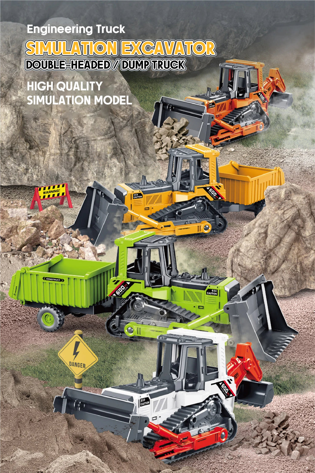 Set de Vehículos de Ingeniería Diecast para Niños 1:24