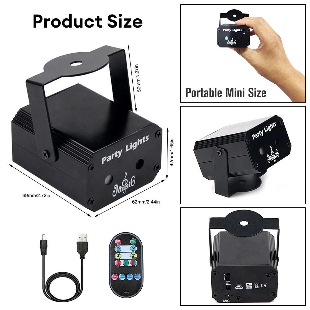 Mini Proyector Láser para Fiesta 32 Patrones