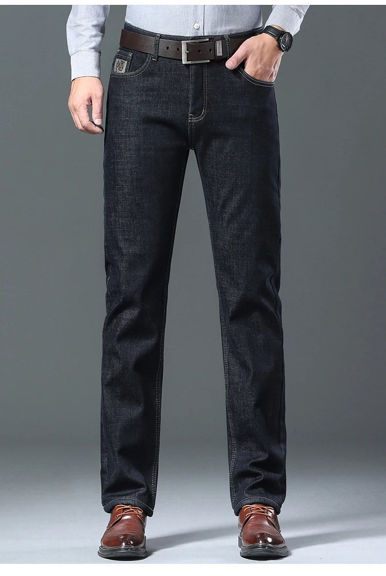 Pantalones Vaqueros Holgados para Hombre, Elásticos, con Forro Polar