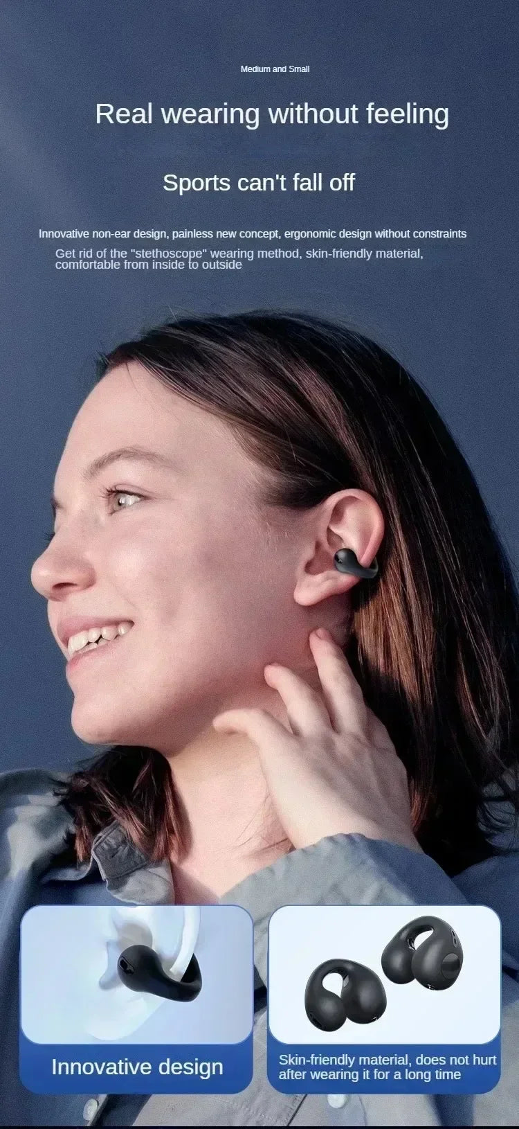 Auriculares Bluetooth 5,3 auriculares inalámbricos de conducción ósea Clip oreja música cancelación de ruido llamada HD auriculares deportivos para juegos