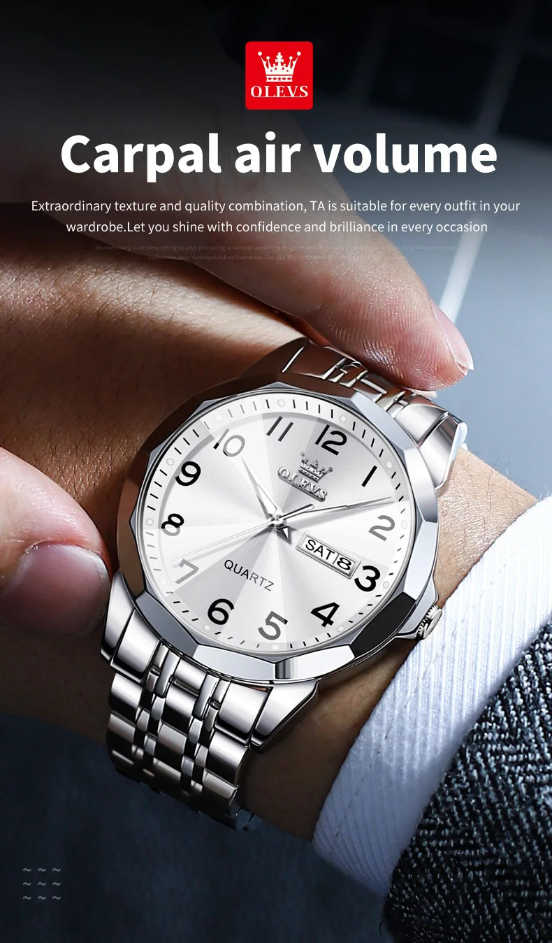 Reloj de Cuarzo Analógico para Hombre OLEVS 9970 Acero Inoxidable Negocios