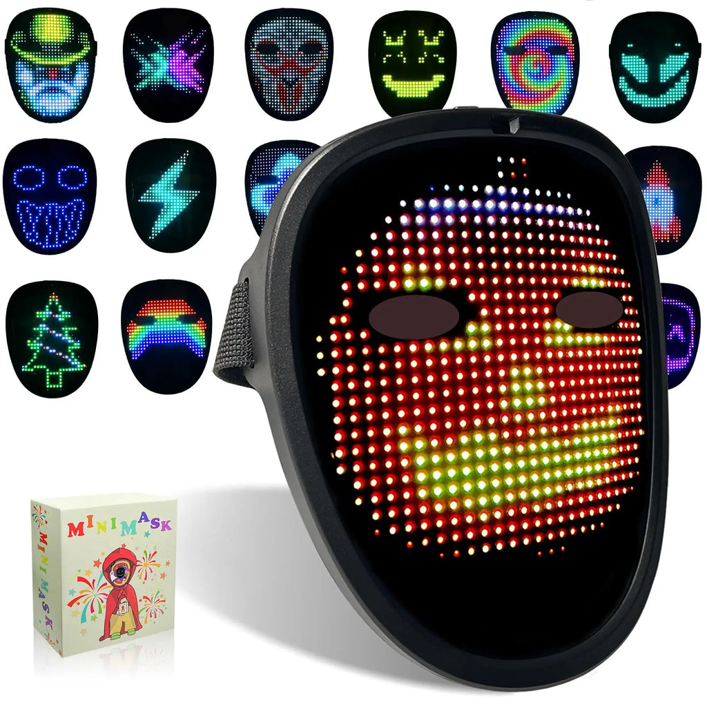 Máscara LED para niños con detección de gestos, máscara iluminada para niños para Halloween, Navidad, disfraz, fiesta de cumpleaños