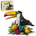 Bloques de Construcción de Tucán de la Selva Tropical 88051, Modelo Botánico de Flor y Pájaro, Decoración de Escritorio, Adorno Natural, Regalo para Adultos, Decoración del Hogar