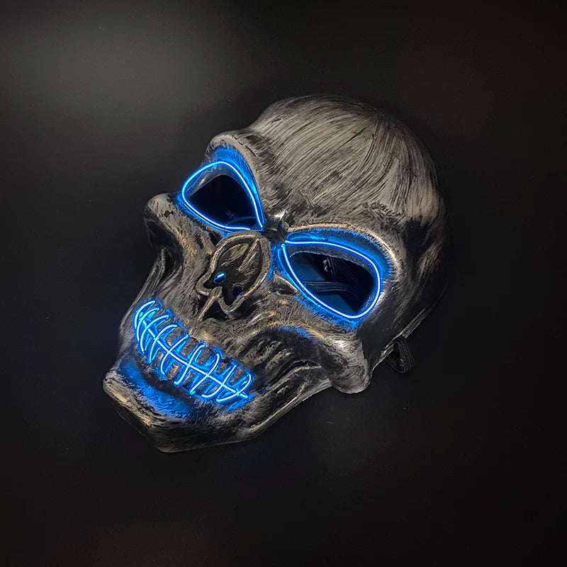 Máscara de calavera malvada, mascarada de Carnaval de Halloween, Casa Encantada, decoración aterradora, esqueleto de Cosplay, Fiesta Temática aterradora, máscara iluminada