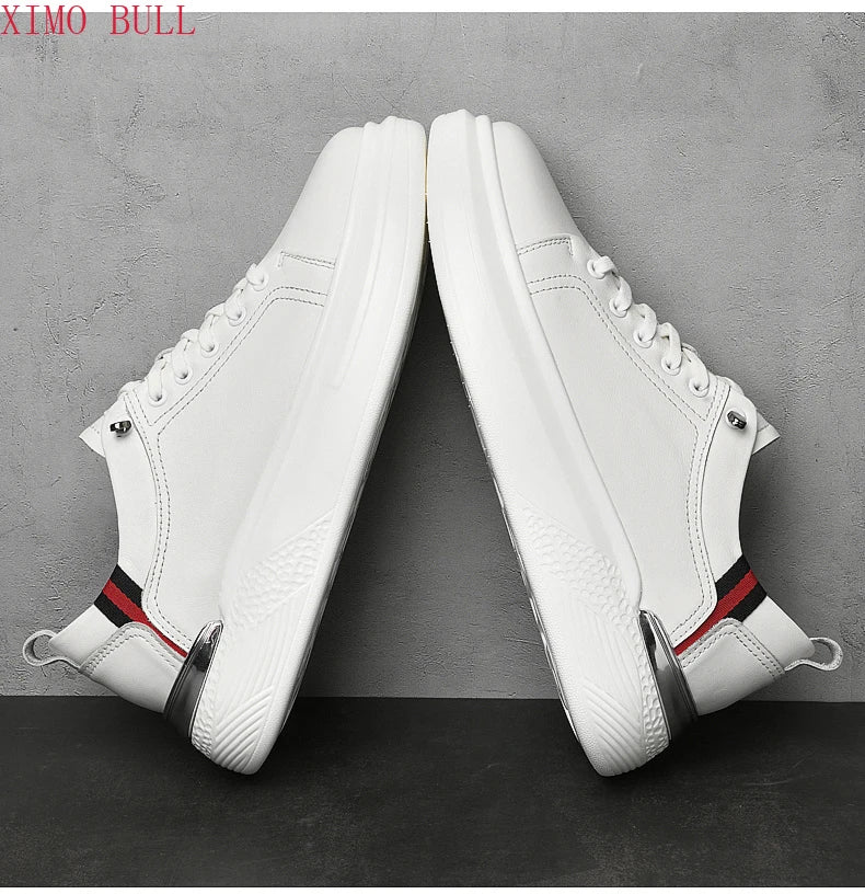 Zapatillas de deporte de cuero genuino para hombres, zapatos con elevador, zapatos invisibles transpirables, zapatillas de deporte casuales de moda para hombres