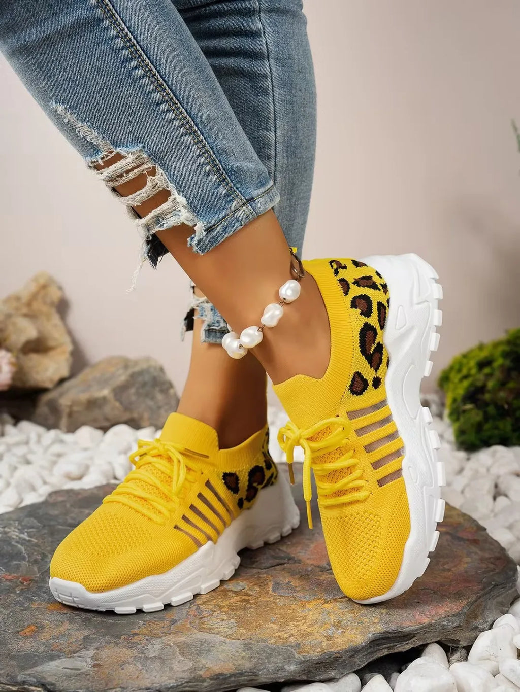 Zapatos de mujer, zapatillas con estampado de leopardo, zapatillas informales ligeras y transpirables para mujer, zapatos de venta con envío gratis