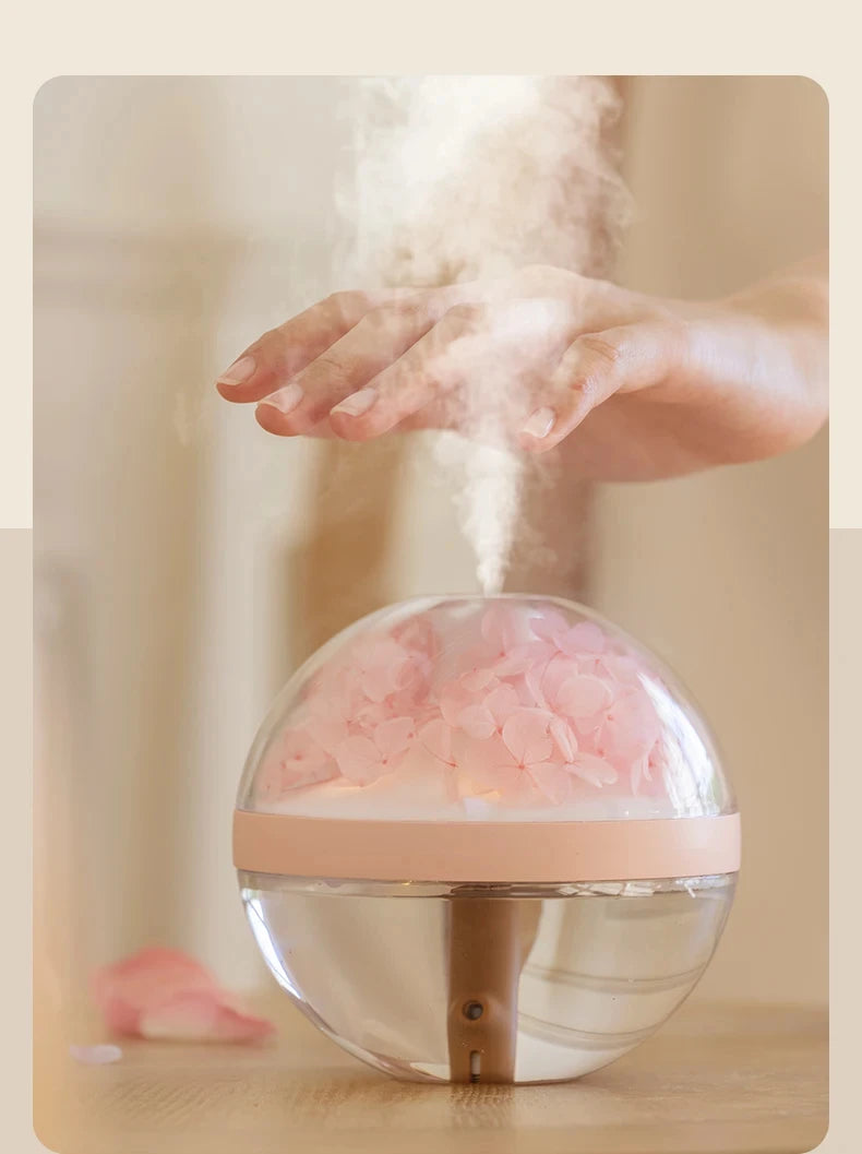 Humidificador de flores eternas, luz de ambiente, cargador de batería Dual USB, Mini difusor de flores artificiales, regalo de Festival creativo para el hogar