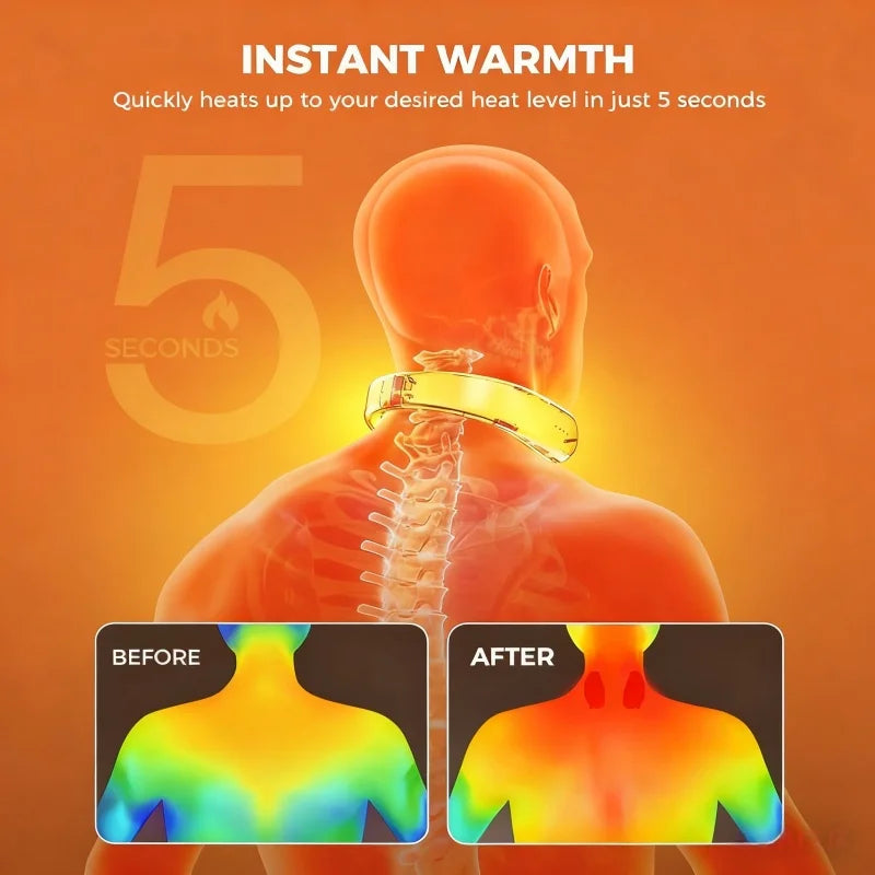 Calentador de cuello de tela de felpa recargable, 4 ajustes de calor ajustables, masajeador de cuello, calor instantáneo para uso en interiores/exteriores