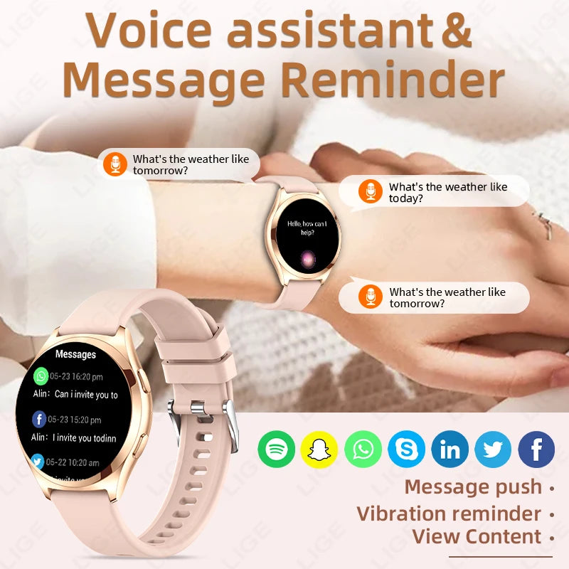 Smartwatch LIGE para mujer con Bluetooth, monitor de salud y esfera personalizable