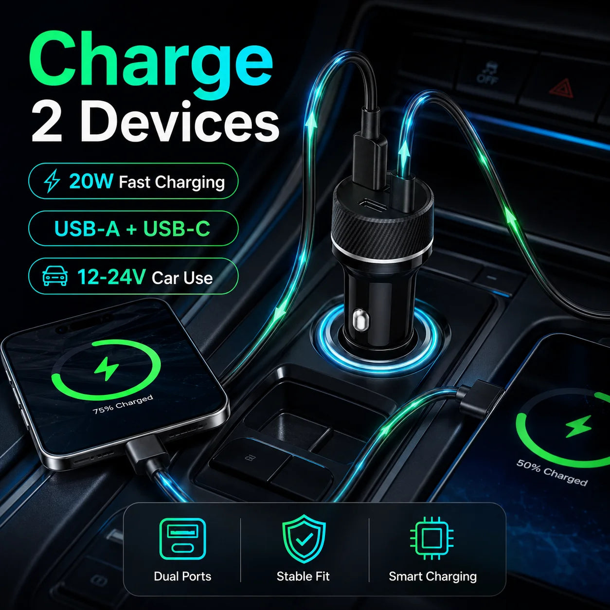 Localizador GPS Mini para Coche, Cargador USB Tipo-C, Apple Find My