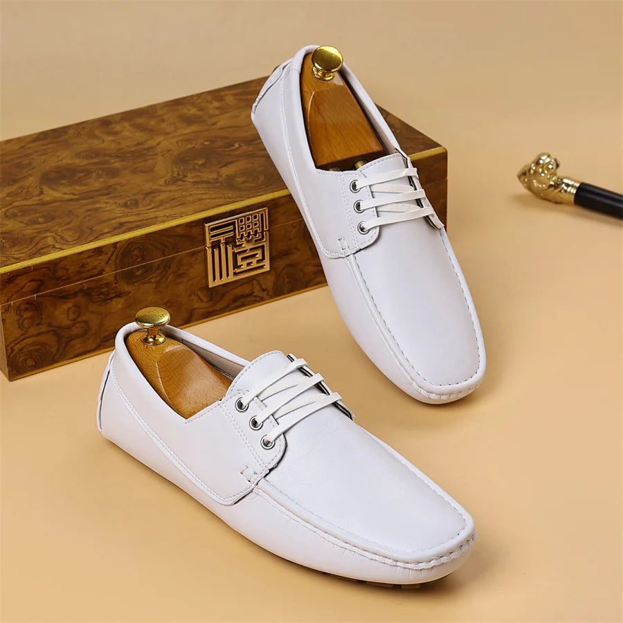 Zapatos Casuales de Piel Sintética Hechos a Mano para Hombre, Antideslizantes, Mocasines Cómodos para Conducir, Zapatos de Vestir para Oficina