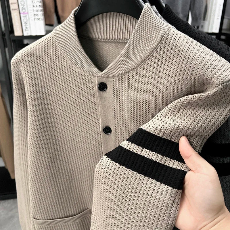 Cárdigan para Hombre con Bloques de Color y Botonadura