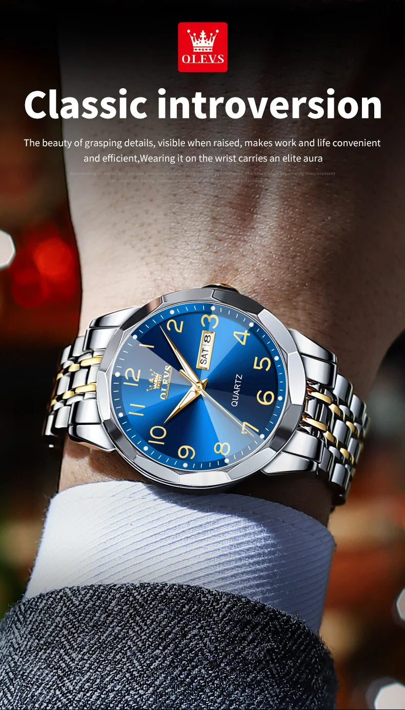 Reloj de Cuarzo Analógico para Hombre OLEVS 9970 Acero Inoxidable Negocios