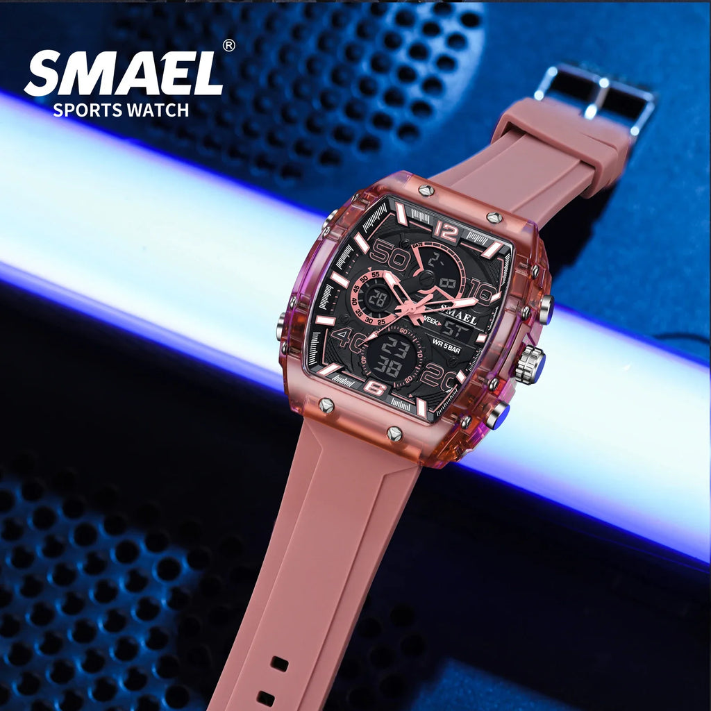 SMAEL 8109 nuevo reloj para hombre, deportivo multifuncional, resistente al agua hasta 50M, pantalla Dual, luz LED nocturna, reloj electrónico para estudiantes de ocio