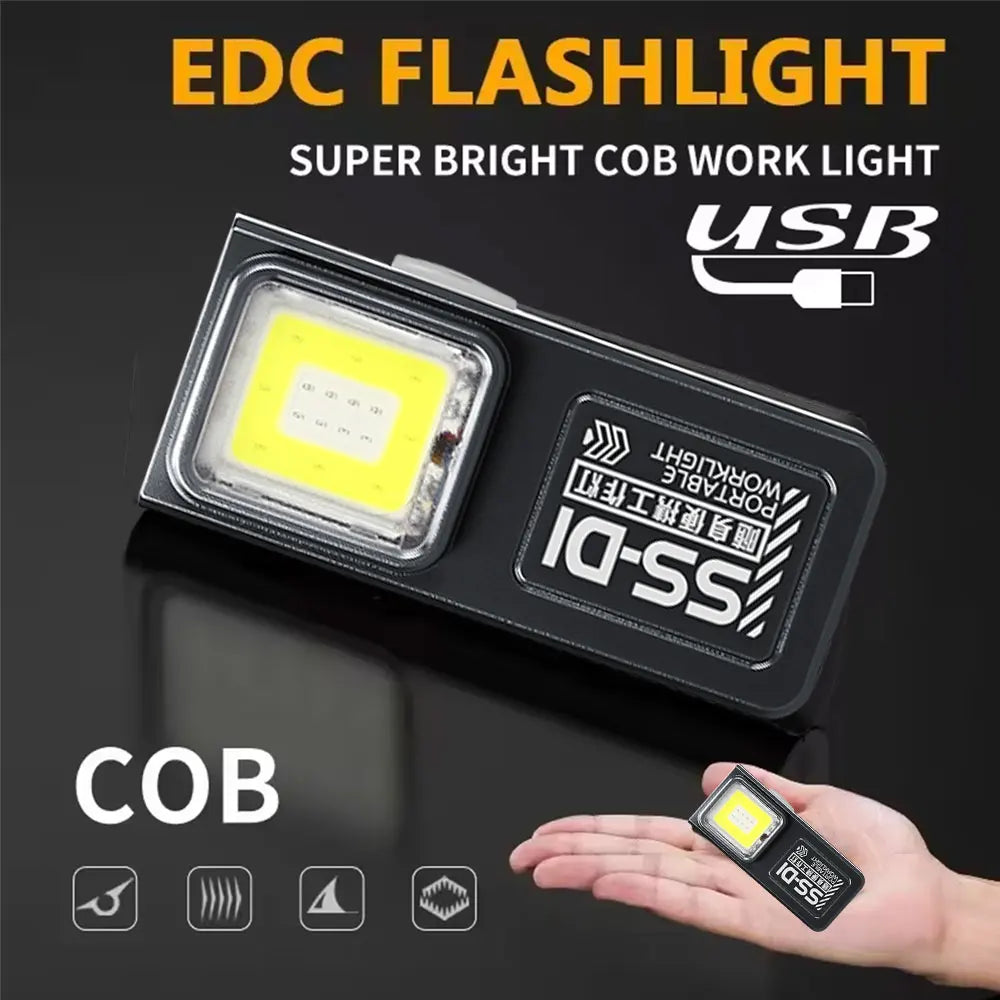 Mini Linterna LED Recargable USB con Imán, Luz de Trabajo Portátil