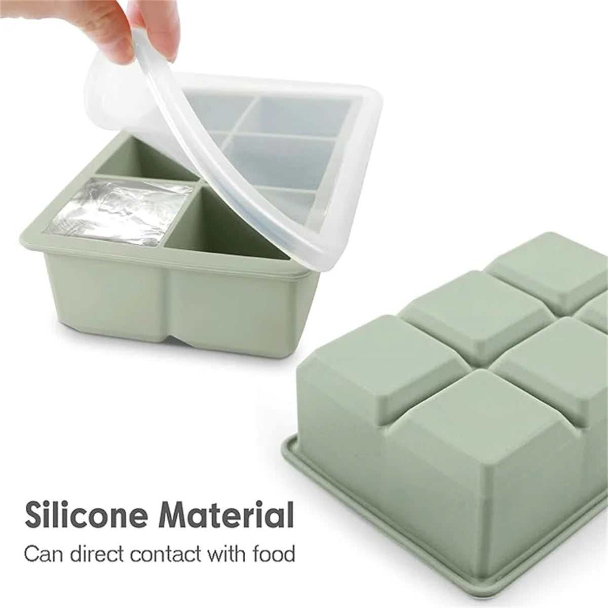 Molde grande para bandeja de cubitos de hielo de silicona, sin BPA, molde para cubitos de hielo de calidad alimentaria, Flexible, 6 agujeros de fácil liberación, hielo de fusión lenta para whisky