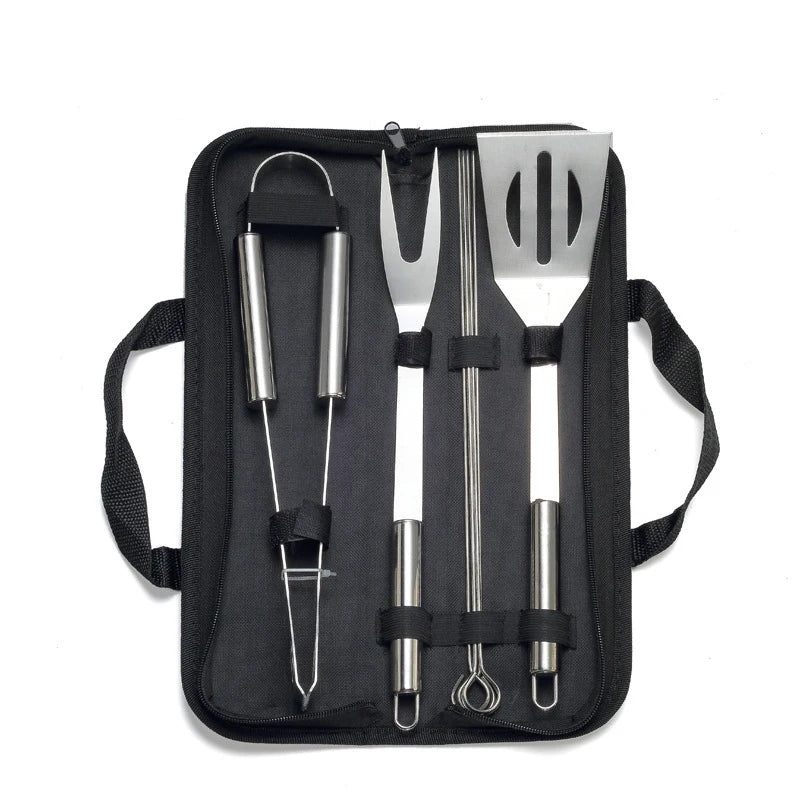 Kit de utensilios de acero inoxidable para parrilla con estuche