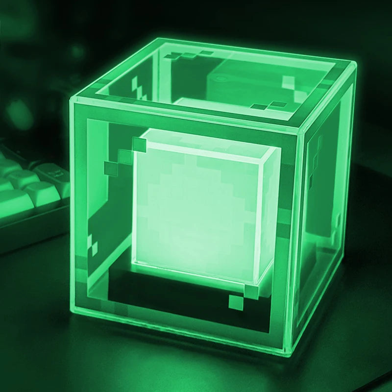 Lámpara de baliza estilo píxel, luz nocturna de escritorio, atmósfera de ordenador brillante, adorno de juego, regalo, iluminación decorativa recargable
