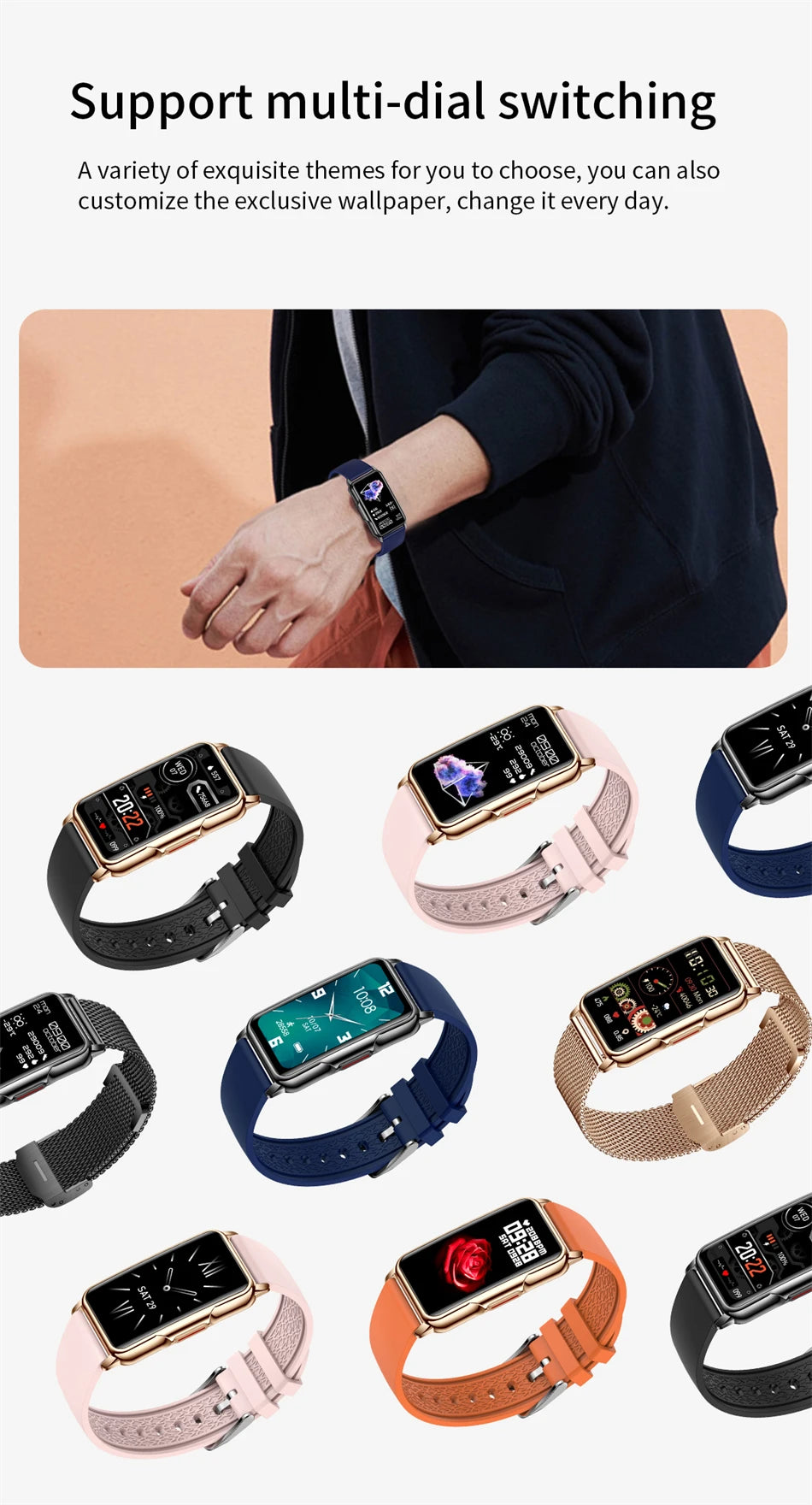 Smartwatch deportivo con frecuencia cardíaca 1,47" para mujer y hombre