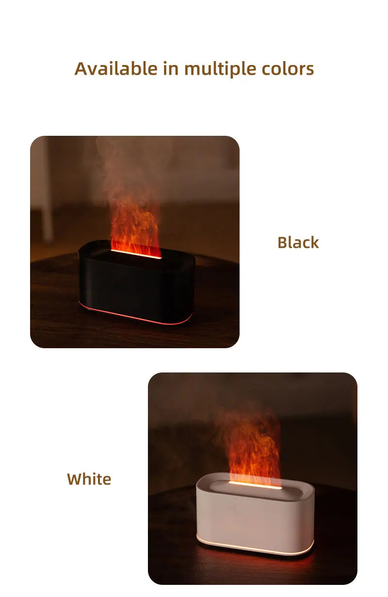 Máquina de aromaterapia con llama, atomización de luz colorida, luz de ambiente de escritorio delicada, adecuada para oficina, dormitorio, sala de estar