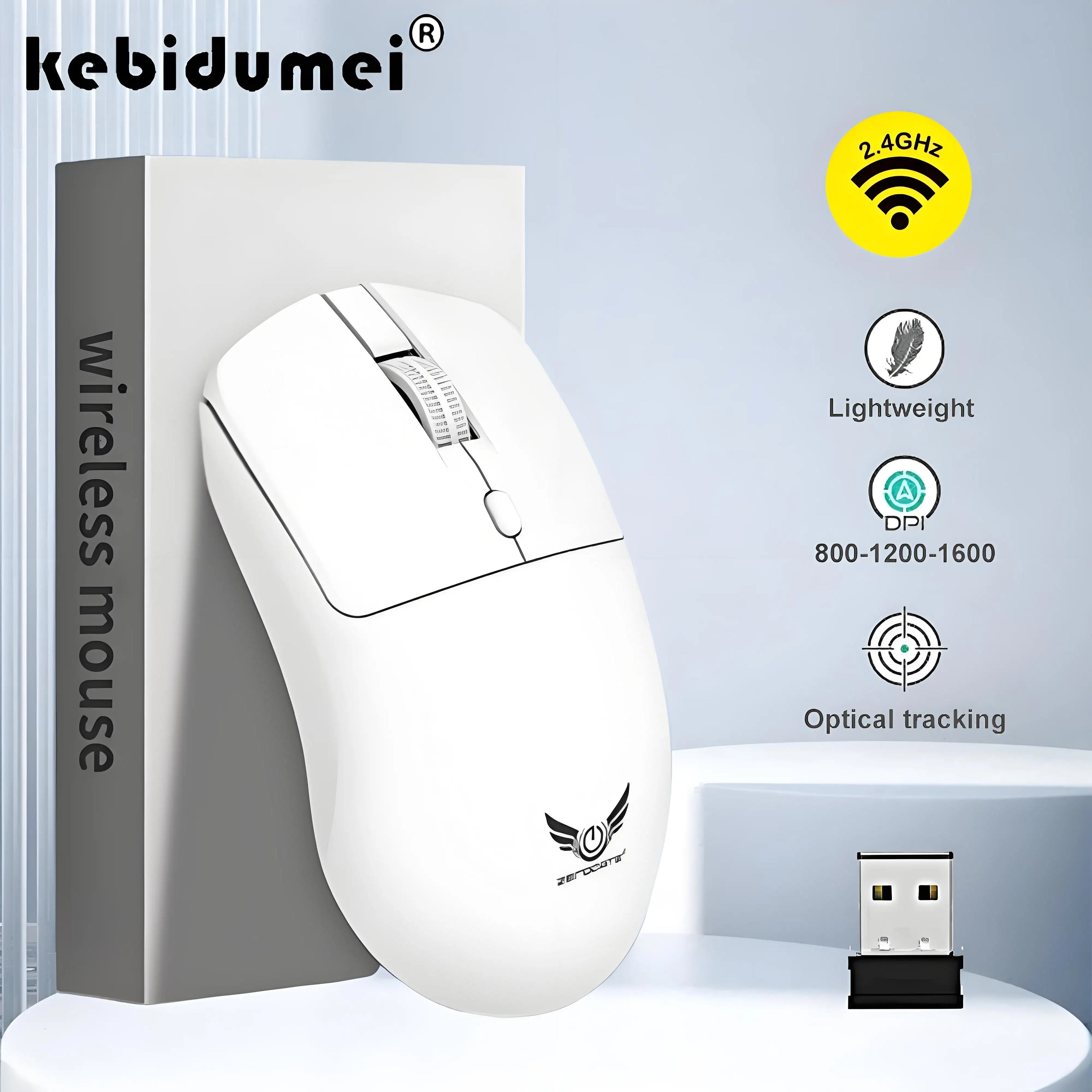 Ratón inalámbrico de 2,4G para videojuegos, ergonómico, 800-1200-1600 DPI, recargable, para oficina, PC, portátil, Macbook Pro