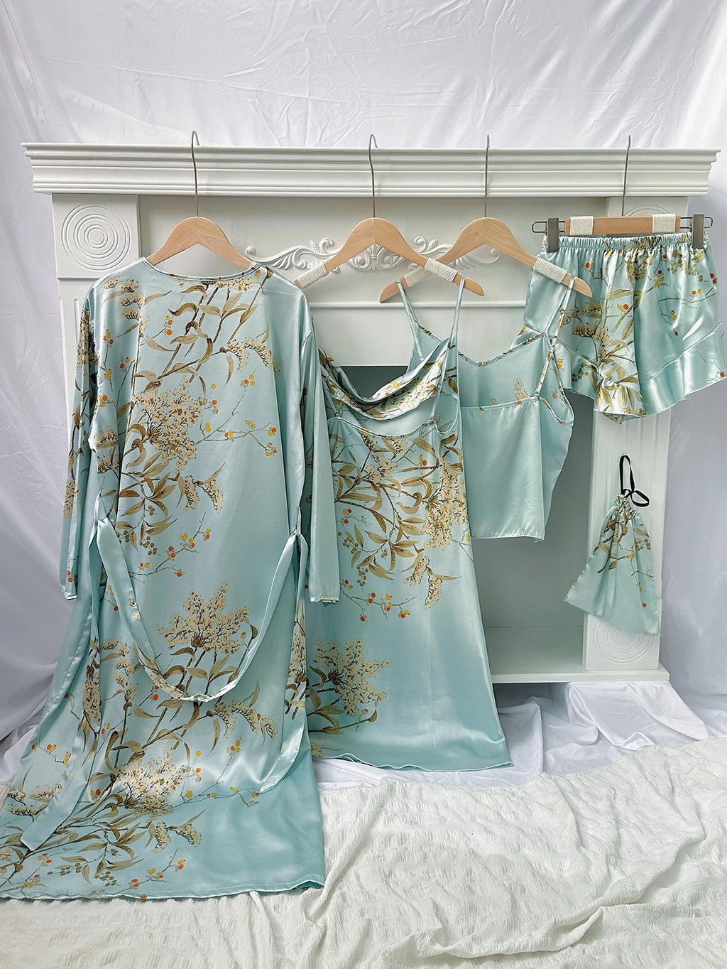 Conjunto de Pijama 5 Piezas con Estampado Floral para Mujer