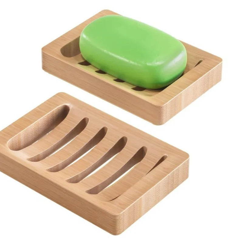 Juego de Jaboneras de Bambú Natural con Bandeja Autodrenante, Diseño Rústico y Elegante para Baño, Cocina, Fregadero, Jabón en Barra