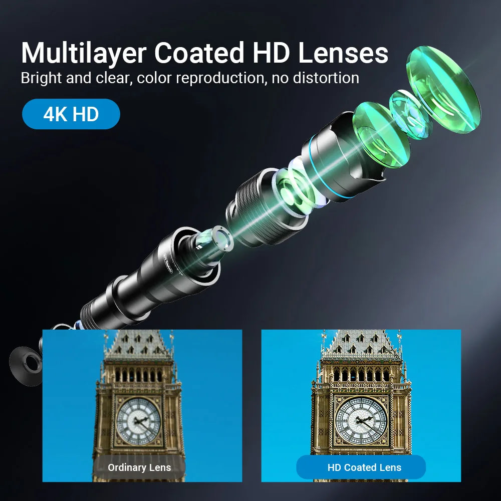 Lente Teleobjetivo APEXEL Zoom 20x-40x para Smartphones con Trípode