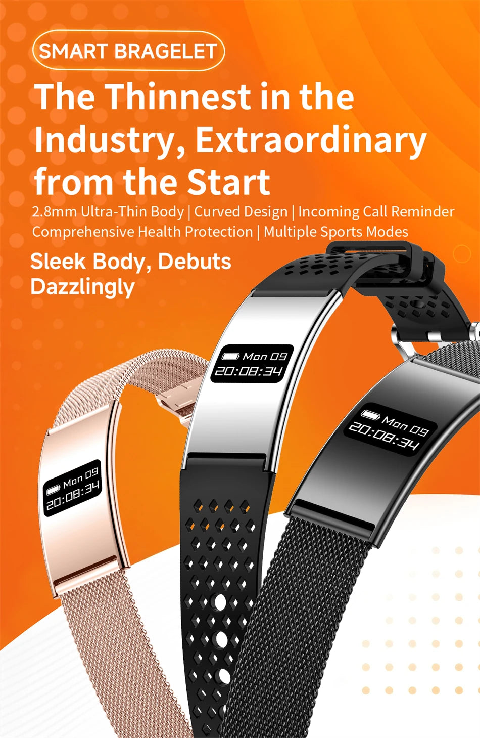 Pulsera Inteligente Deportiva Resistente al Agua IPX8 con Monitor de Salud
