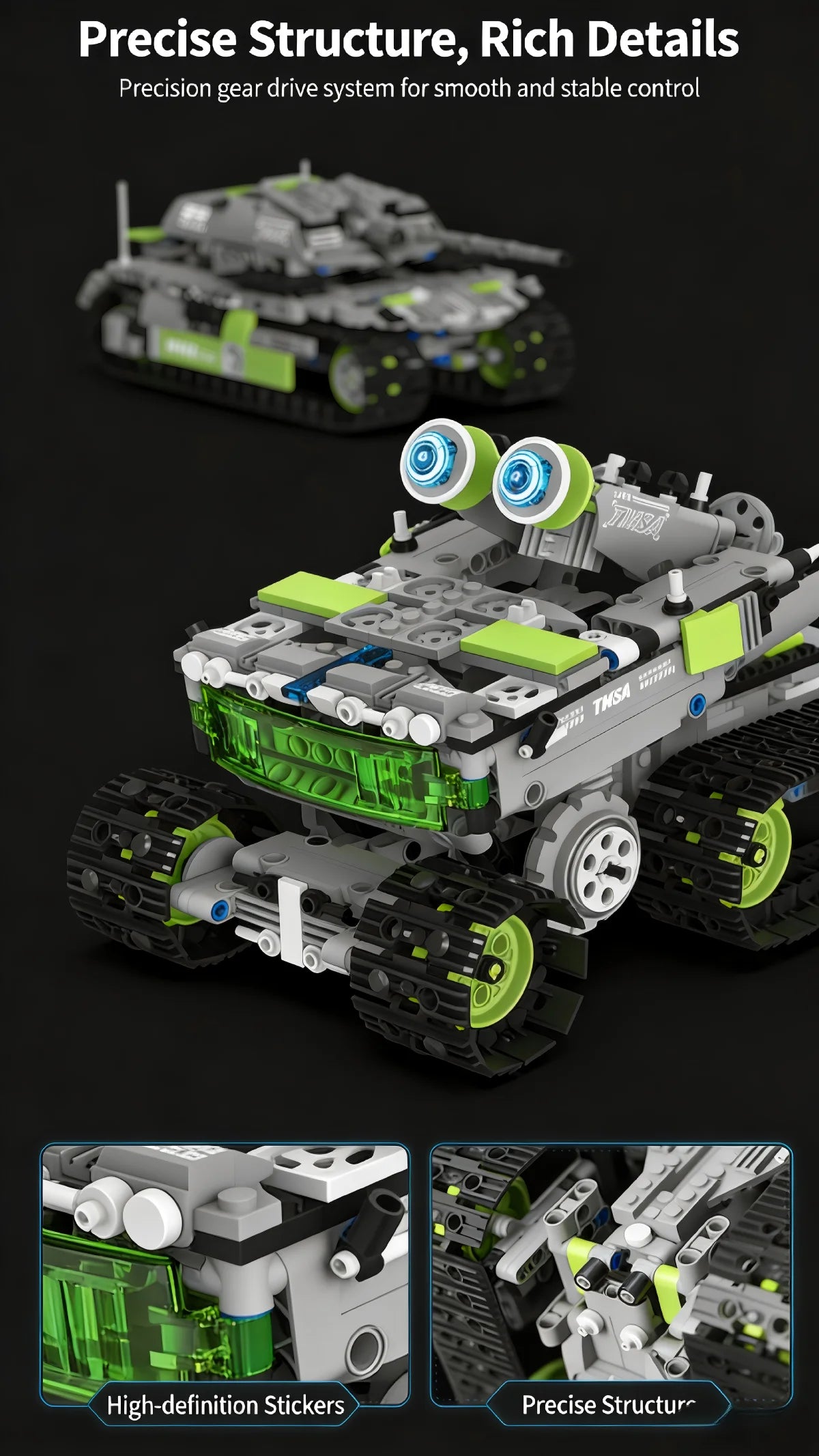 Bloques de construcción de robots con control remoto programable, juego de juguetes de ensamblaje electrónico de 757 piezas, decoración del hogar, regalos de cumpleaños y días festivos
