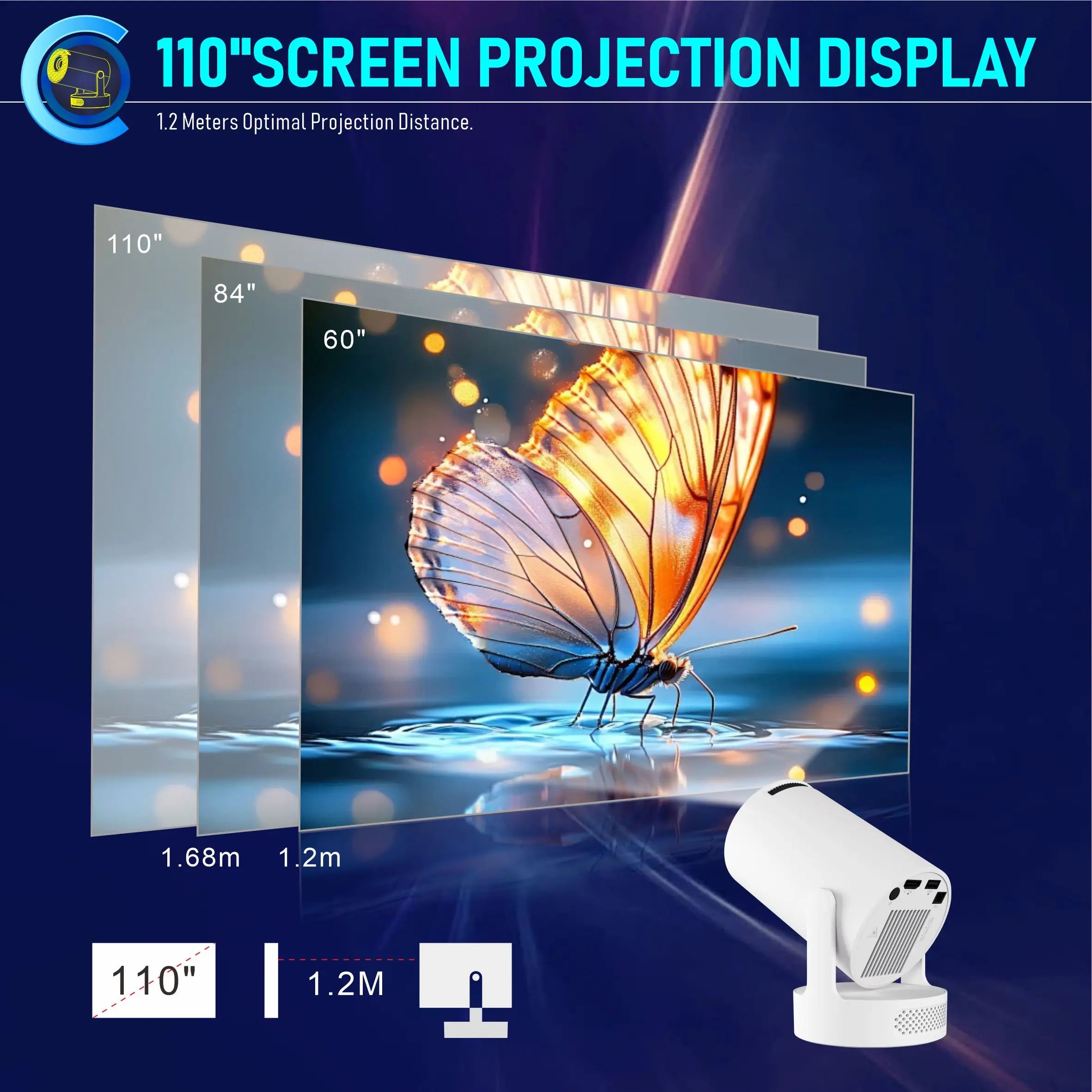 Nuevo Proyector HY300 Ultra Portátil 4K con Altavoz, Cine en Casa, Proyector LCD, Películas al Aire Libre, Android 11, BT5.4, Proyector para Camping