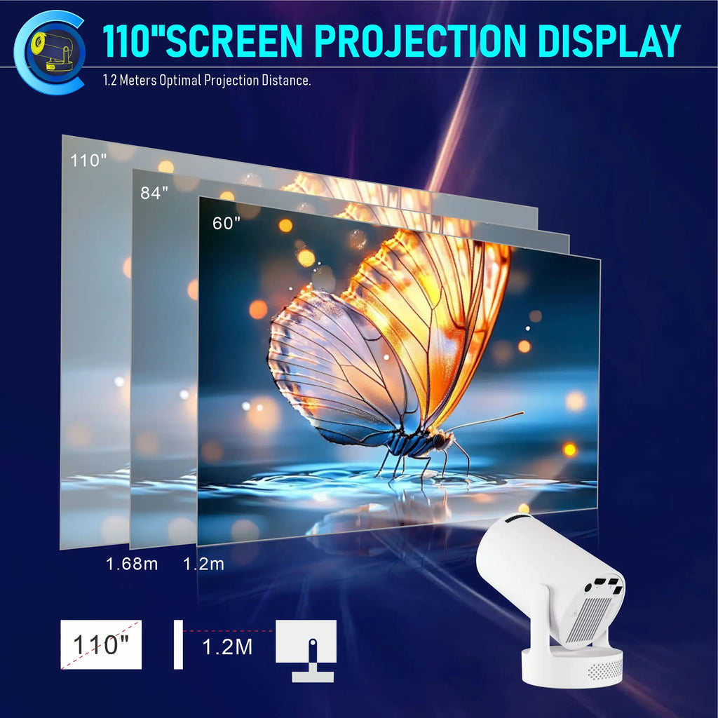 Nuevo Proyector HY300 Ultra Portátil 4K con Altavoz, Cine en Casa, Proyector LCD, Películas al Aire Libre, Android 11, BT5.4, Proyector para Camping