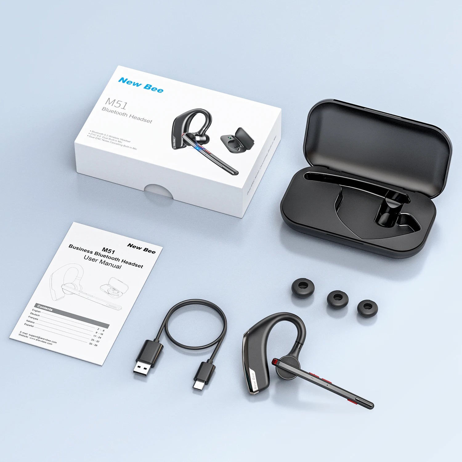 Bee M51 Auriculares Bluetooth 5.2 Cancelación Ruido