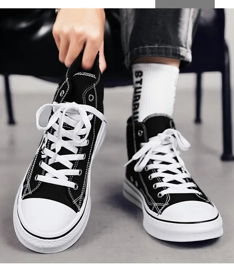 Zapatos de hombre, zapatos de lona vulcanizados, zapatillas altas, zapatos de plataforma informales transpirables, zapatillas deportivas para hombre, Tenis masculinos, zapatillas gruesas