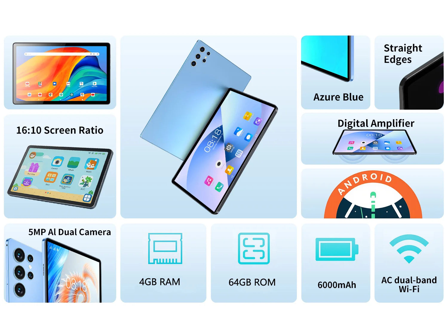 Nueva Tablet Pro 2026 Mejorada de 10.1 Pulgadas, Octa Core, 4GB+64GB ROM, Google Play, Doble SIM, Llamadas Telefónicas, Wifi, 6000mAh