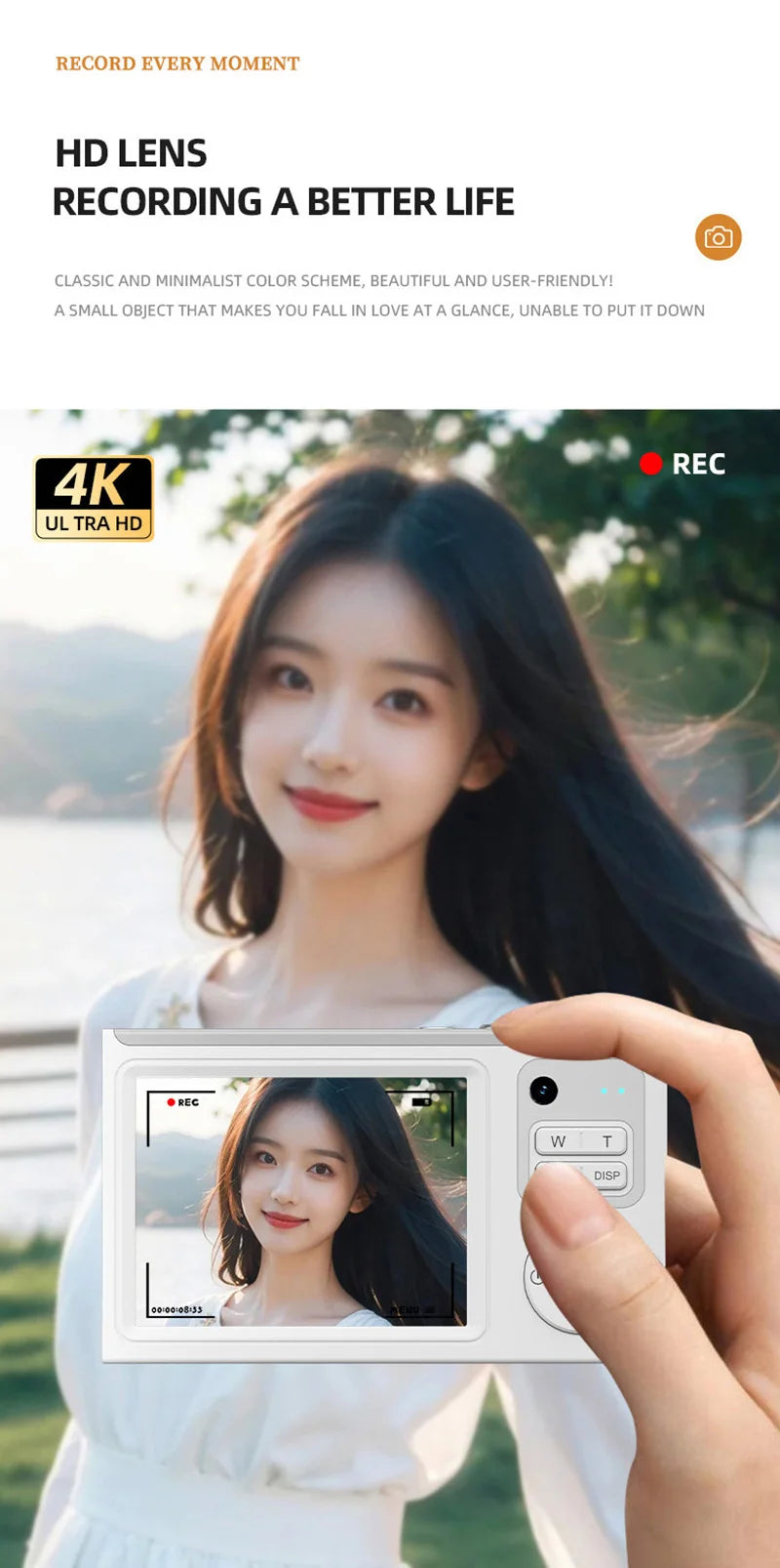 Cámara Digital Lenovo 68MP 4K WiFi Doble Lente para Selfies