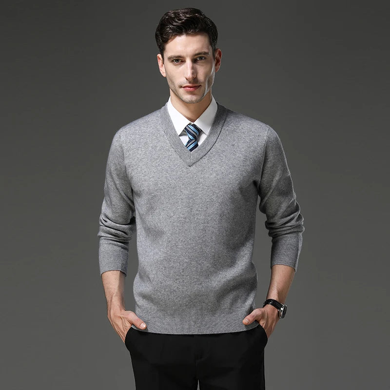 Suéter de Punto Grueso Antipilling para Hombre - Cuello en V
