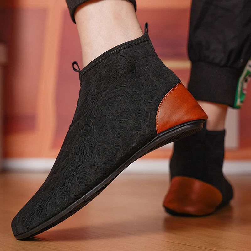 YRZL Mocasines para hombre de malla transpirable, mocasines ligeros de conducción de caña alta, zapatos casuales sin cordones para hombres, zapatos cómodos para caminar