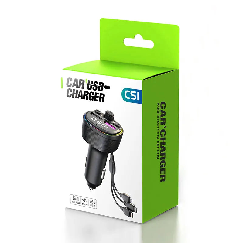 Transmisor FM Bluetooth 5.0 para Auto con Carga Rápida 66W