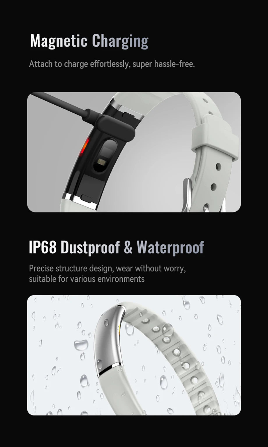 Pulsera inteligente Bluetooth LIGE con monitor de salud y frecuencia cardíaca