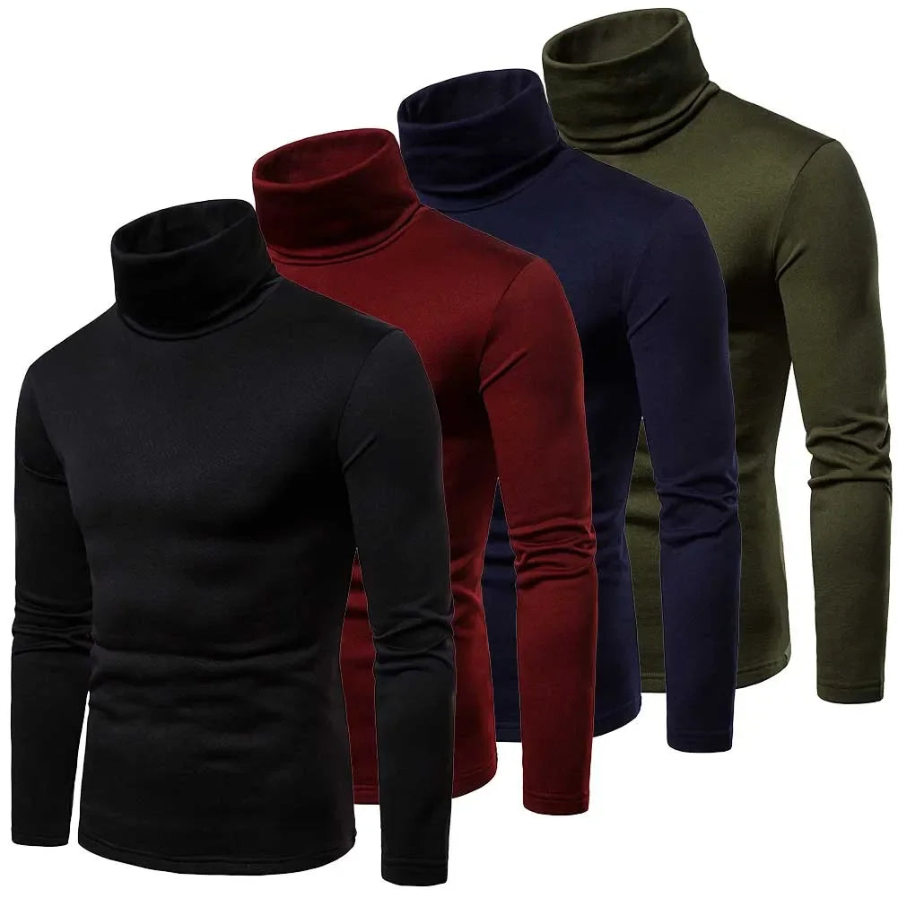 Suéteres de Cuello Alto para Hombre Otoño Invierno, Suéteres Casuales Térmicos de Manga Larga, Ajustados, Elásticos, Básicos, Sudaderas, Jumper, Camisetas