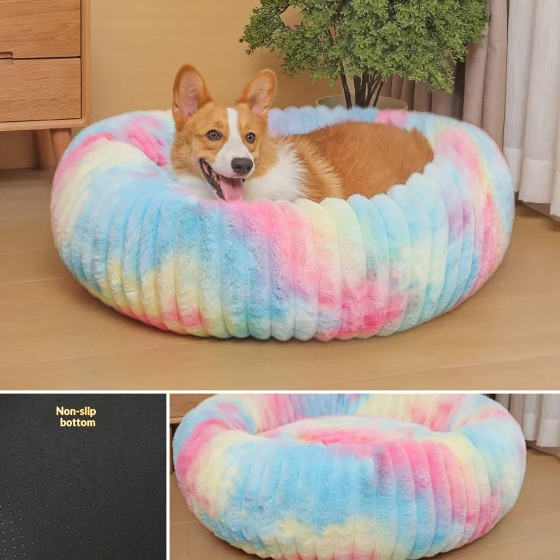 Cama Donut para Gatos y Perros Pequeños con Felpa Suave