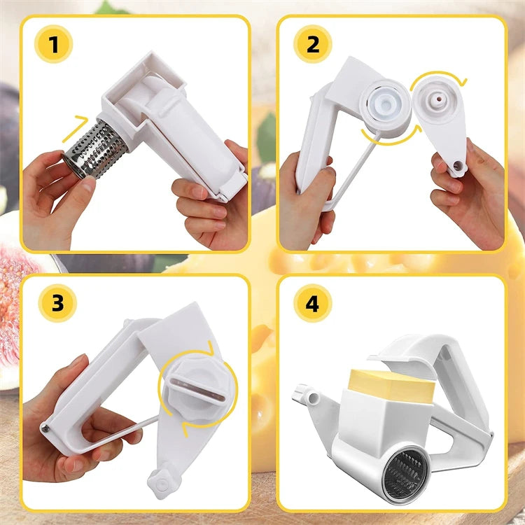 Rallador de queso giratorio LMETJMA, rallador de queso Manual de mano con tambor de acero inoxidable para rallar queso duro, nuez de Chocolate JT241