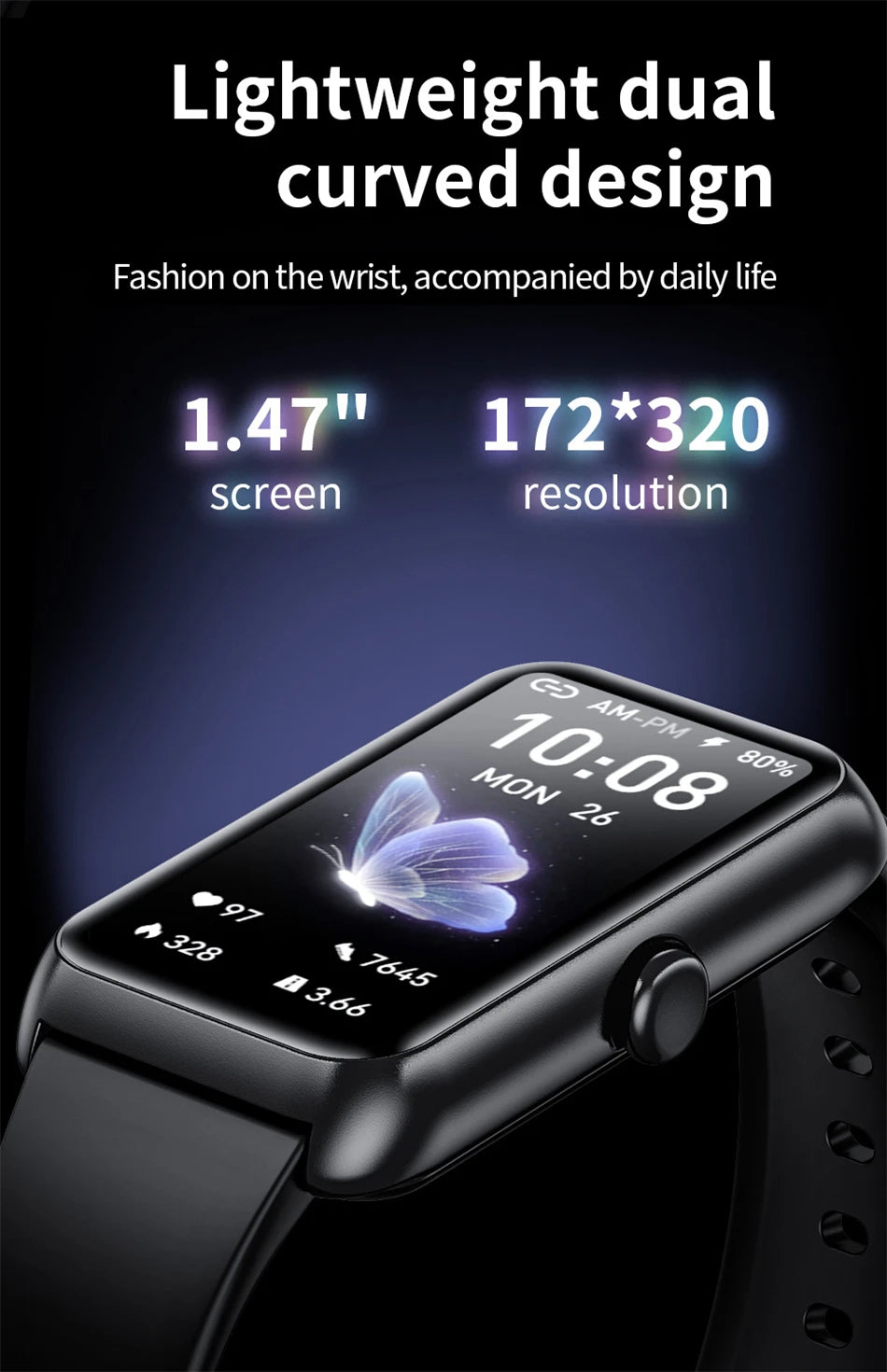 Smartwatch LIGE con pantalla táctil 1.47 pulgadas y 100+ modos deportivos
