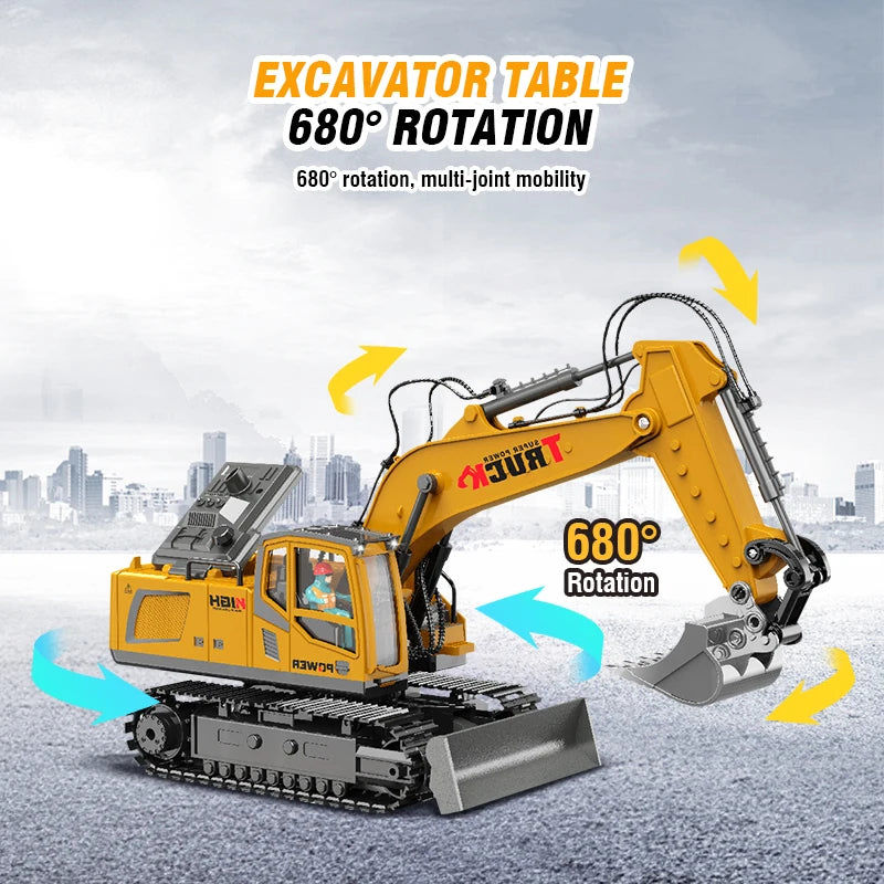 Excavadora RC 17 Canales Control Remoto 2.4G Camión Construcción