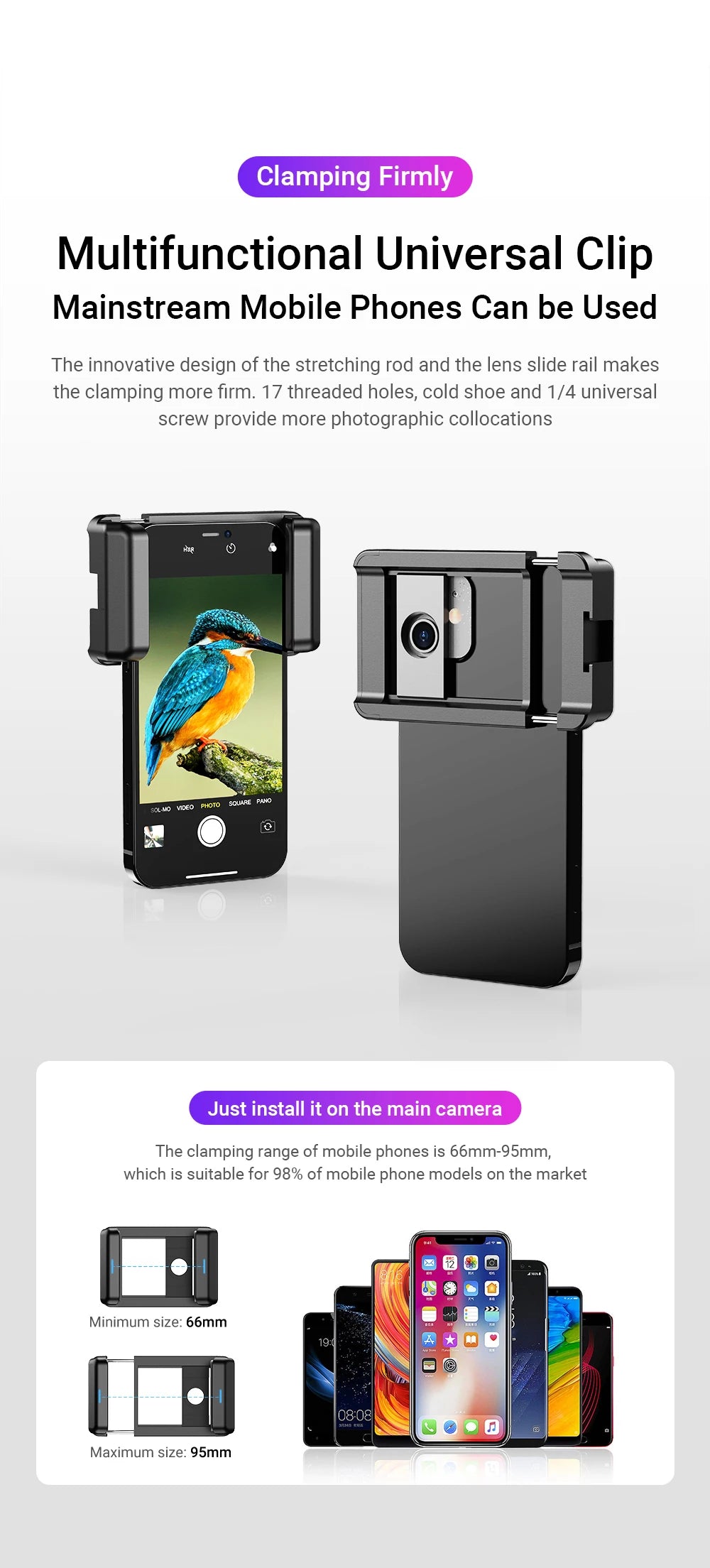 Teleobjetivo APEXEL 20-40X Zoom con Trípode para Smartphone